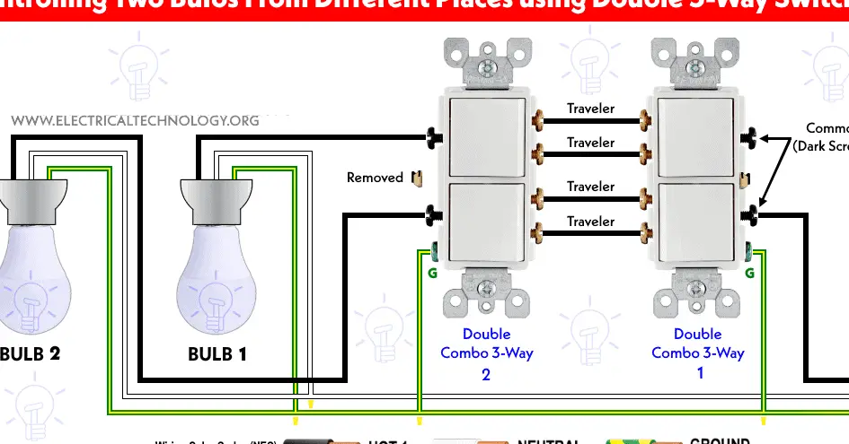 ¿Cómo conectar un dispositivo de interruptor combinado doble de 3 vías?